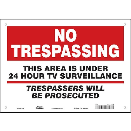 Condor Security Sign, 10 in Height, 14 in Width, Polyethylene, Horizontal Rectangle, English 453N62