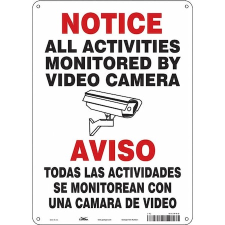 Condor Security Sign, 14 in H, 10 in W, Aluminum, Vertical Rectangle, English, 453P82 453P82