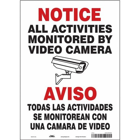 Condor Security Sign, 14 in H, 10 in W, Vinyl, Vertical Rectangle, English, 453P86 453P86