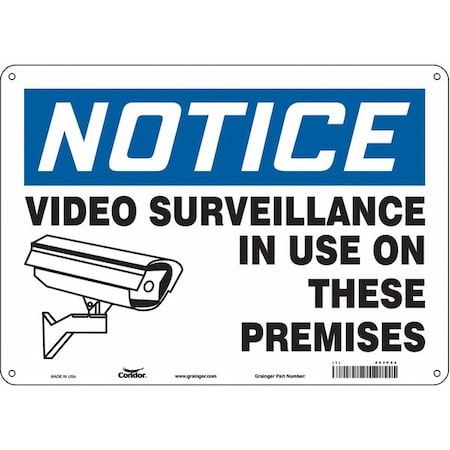 Condor Security Sign, 10 in H, 14 in W, Aluminum, Horizontal Rectangle, English, 453P94 453P94
