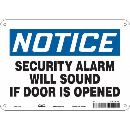 Condor Security Sign, 7 in H, 10 in W, Aluminum, Vertical Rectangle, English, 453P99 453P99