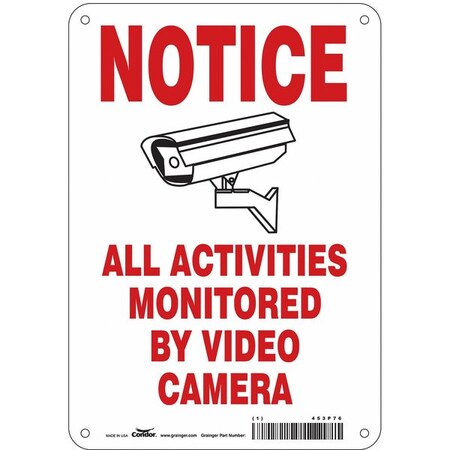 Condor Security Sign, 10 in H, 7 in W, Polyethylene, Horizontal Rectangle, English, 453P76 453P76