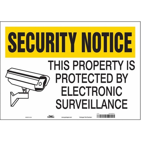 Condor Security Sign, 14 in H, 20 in W, Vinyl, Horizontal Rectangle, English, 453P01 453P01