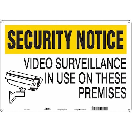 Condor Security Sign, 14 in H, 20 in W, Aluminum, Horizontal Rectangle, English, 453P04 453P04