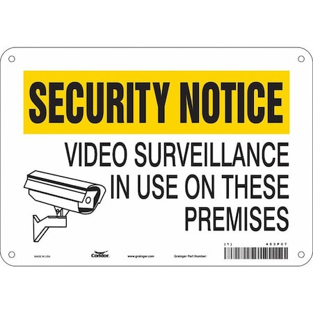 Condor Security Sign, 7 in H, 10 in W, Polyethylene, Vertical Rectangle, English, 453P07 453P07