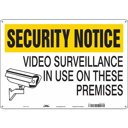 Condor Security Sign, 14 in H, 20 in W, Polyethylene, Horizontal Rectangle, English, 453P09 453P09