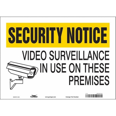 Condor Security Sign, 10 in H, 14 in W, Vinyl, Horizontal Rectangle, English, 453P12 453P12