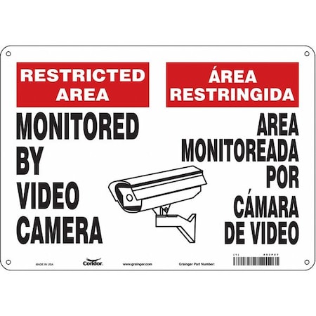 Condor Security Sign, 10 in Height, 14 in Width, Aluminum, Horizontal Rectangle, English, Spanish 453P27