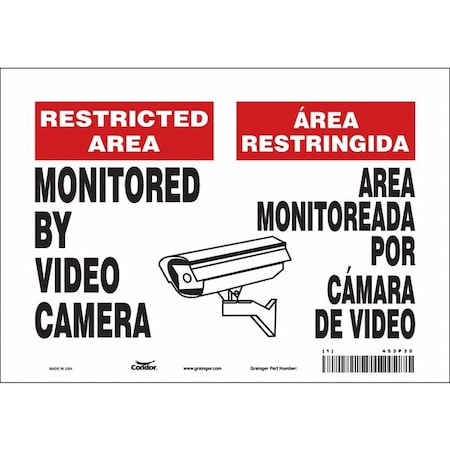 Condor Security Sign, 7 in Height, 10 in Width, Vinyl, Vertical Rectangle, English, Spanish 453P30