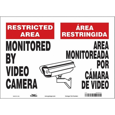 Condor Security Sign, 10 in Height, 14 in Width, Vinyl, Horizontal Rectangle, English, Spanish 453P31