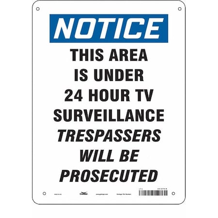 Condor Security Sign, 14 in H, 10 in W, Aluminum, Vertical Rectangle, English, 453P54 453P54