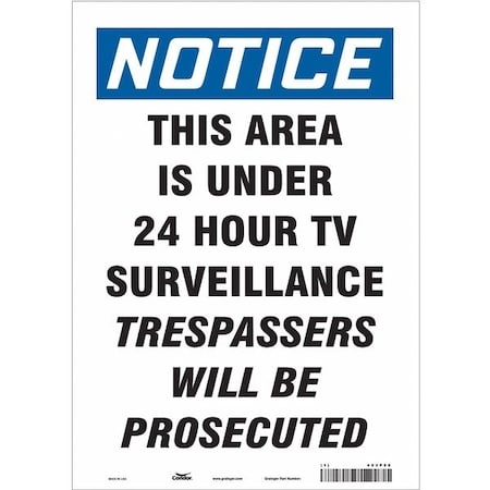 Condor Security Sign, 14 in H, 10 in W, Vinyl, Vertical Rectangle, English, 453P58 453P58