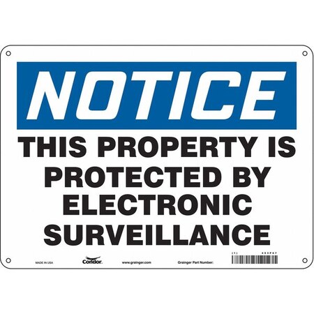 Condor Security Sign, 10 in H, 14 in W, Aluminum, Horizontal Rectangle, English, 453P67 453P67