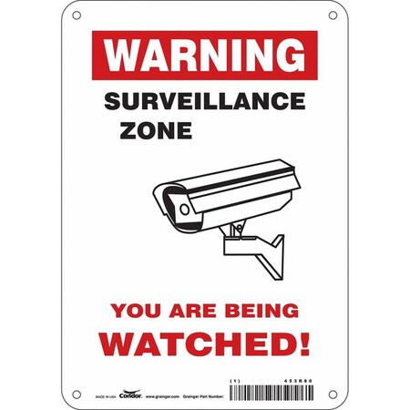 Condor Security Sign, 10 in H, 7 in W, Polyethylene, Horizontal Rectangle, English, 453R80 453R80