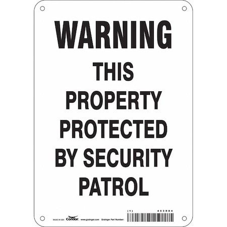Condor Security Sign, 10 in H, 7 in W, Aluminum, Horizontal Rectangle, English, 453R84 453R84