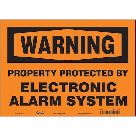 Condor Security Sign, 10 in H, 14 in W, Vinyl, Horizontal Rectangle, English, 453R71 453R71