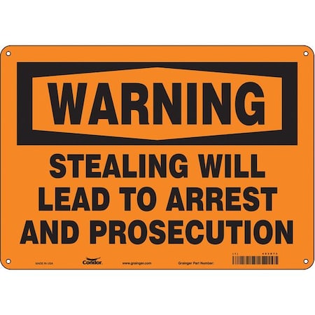 Condor Security Sign, 10 in H, 14 in W, Aluminum, Horizontal Rectangle, English, 453R73 453R73
