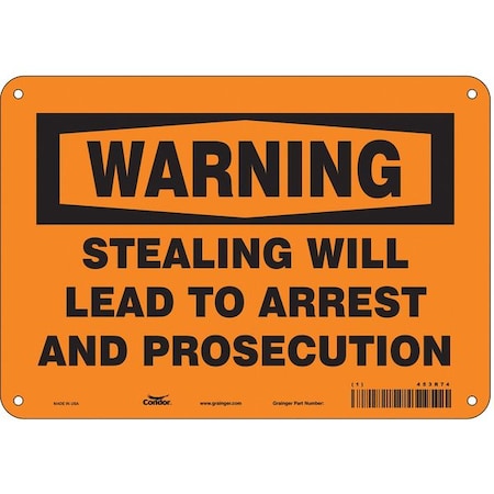Condor Security Sign, 7 in H, 10 in W, Polyethylene, Vertical Rectangle, English, 453R74 453R74
