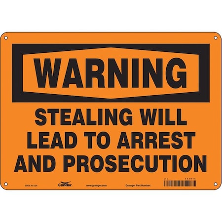 Condor Security Sign, 10 in H, 14 in W, Polyethylene, Horizontal Rectangle, English, 453R75 453R75