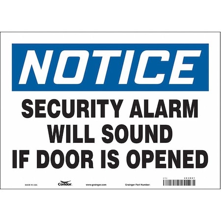 Condor Security Sign, 10 in H, 14 in W, Vinyl, Horizontal Rectangle, English, 453R07 453R07
