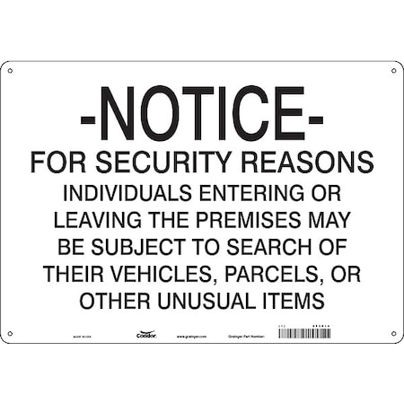Condor Security Sign, 14 in H, 20 in W, Aluminum, Horizontal Rectangle, English, 453R14 453R14