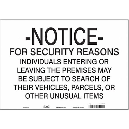 Condor Security Sign, 14 in H, 20 in W, Vinyl, Horizontal Rectangle, English, 453R17 453R17