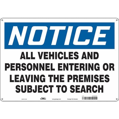 Condor Security Sign, 14 in H, 20 in W, Aluminum, Horizontal Rectangle, English, 453R20 453R20