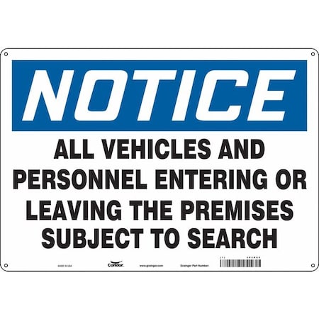 Condor Security Sign, 14 in H, 20 in W, Polyethylene, Horizontal Rectangle, English, 453R25 453R25