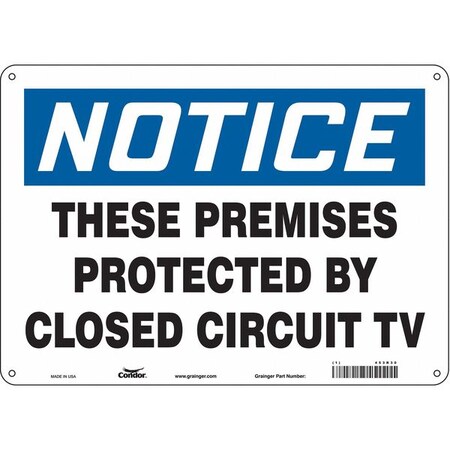 Condor Security Sign, 10 in H, 14 in W, Aluminum, Horizontal Rectangle, English, 453R30 453R30
