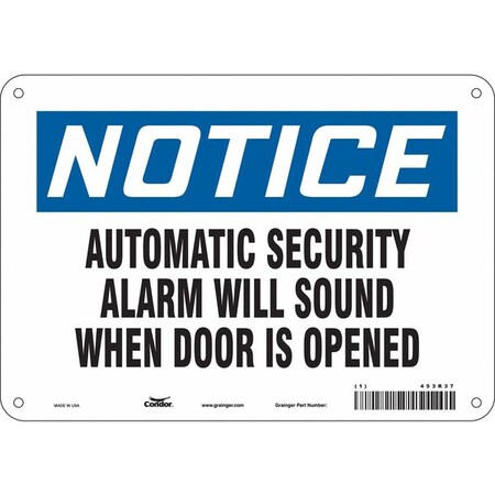 Condor Security Sign, 7 in H, 10 in W, Polyethylene, Vertical Rectangle, English, 453R37 453R37