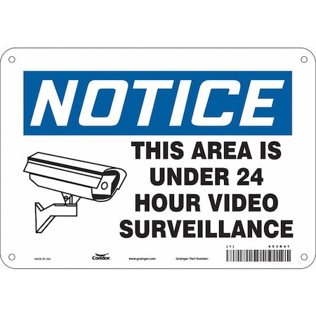 Condor Security Sign, 7 in H, 10 in W, Aluminum, Vertical Rectangle, English, 453R41 453R41