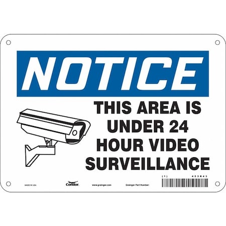 Condor Security Sign, 7 in H, 10 in W, Polyethylene, Vertical Rectangle, English, 453R43 453R43