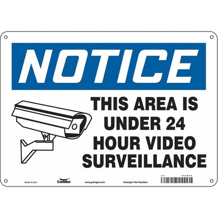 Condor Security Sign, 10 in H, 14 in W, Polyethylene, Horizontal Rectangle, English, 453R44 453R44