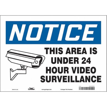 Condor Security Sign, 10 in H, 14 in W, Vinyl, Horizontal Rectangle, English, 453R46 453R46