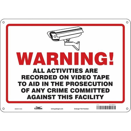 Condor Security Sign, 10 in H, 14 in W, Aluminum, Horizontal Rectangle, English, 453R61 453R61
