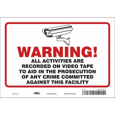 Condor Security Sign, 7 in H, 10 in W, Vinyl, Vertical Rectangle, English, 453R64 453R64