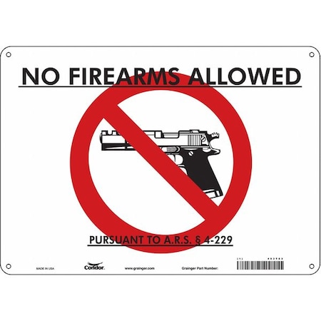 Condor No Concealed Weapons Sign, 10 in Height, 14 in Width, Polyethylene, Horizontal Rectangle, English 453T83