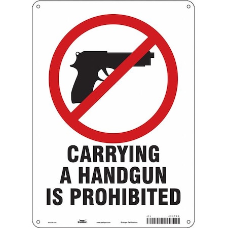 Condor No Concealed Weapons Sign, 14 in H, 10 in W, Polyethylene, Vertical Rectangle, English, 453T93 453T93