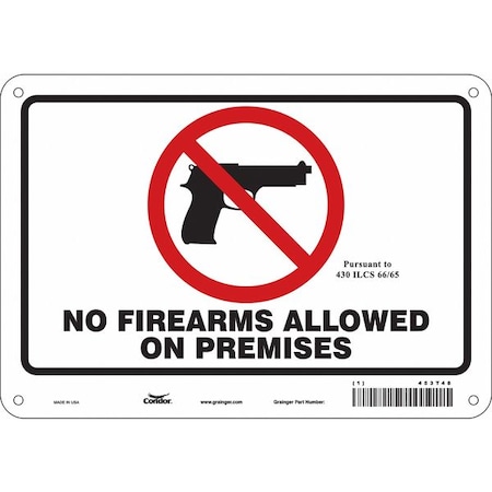 Condor No Concealed Weapons Sign, 7 in H, 10 in W, Polyethylene, Vertical Rectangle, English, 453T48 453T48