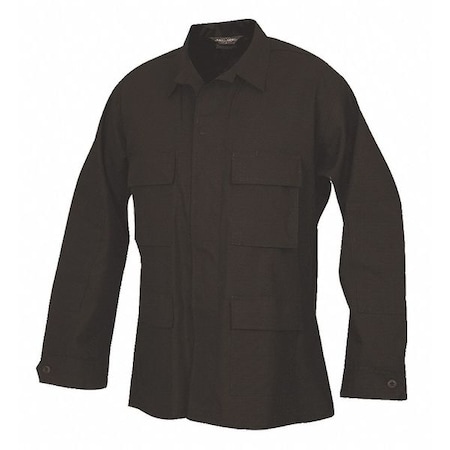 Tru-Spec BDU Coat, 100% Cotton Ripstop, Button, Black, L 1532