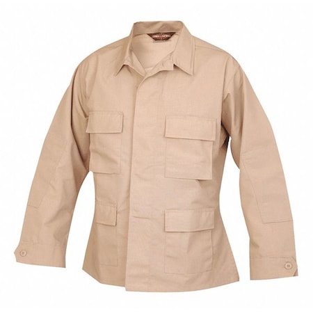 Tru-Spec BDU Coat, 65% Polyester/35% Cotton Ripstop, Button, Khaki, L Long 1310