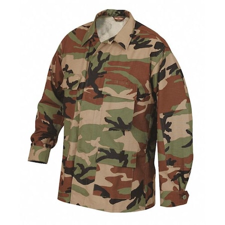 Tru-Spec BDU Coat, 100% Cotton Ripstop, Button, Woodland, XL Long 1514