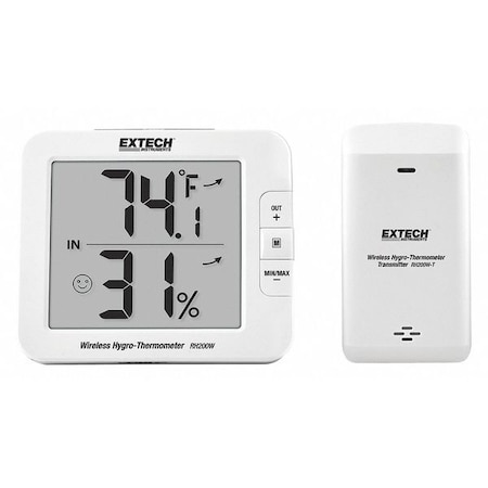 Extech Wireless Thermometer, Digital LCD RH200W
