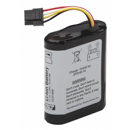Physio Control Battery, 4" H x 8" L x 6" W, 2.4Ah Battery 11141-000162