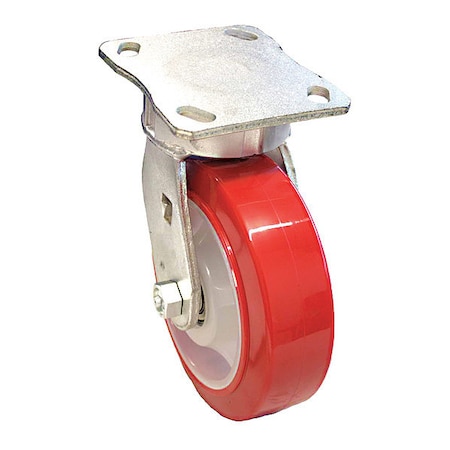 Zoro Select Plate Caster, 770 lb. Load, Red Weel P25S-URPW060K-14
