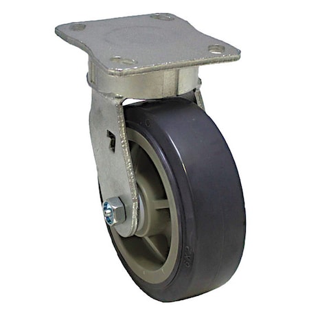 Zoro Select Plate Caster, 600 lb. Load, Gray Wheel P25SX-UP040D-14