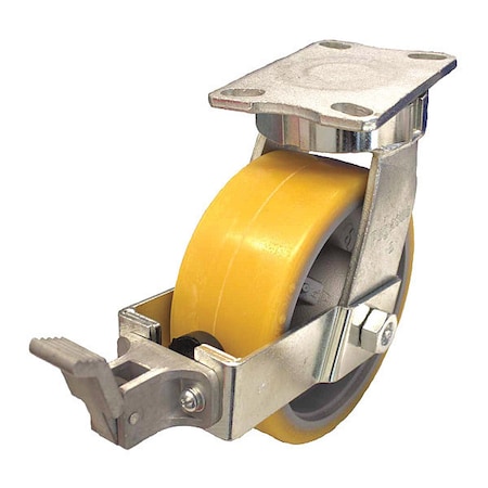 Zoro Select Plate Caster, 3960 lb. Load, Yellow Wheel P27S-GTH 252K-18-WK