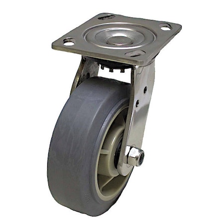 Zoro Select Plate Caster, 350 lb. Load, Gray Wheel P21SX-PRP050D-14