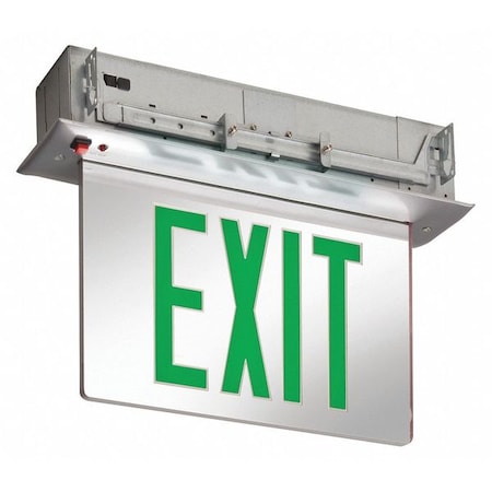 Lithonia Lighting Exit Sign, Silver, 2 Face(s), LED, Recessed Mount, Nickel Cadmium EDGR 2 GMR EL
