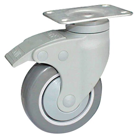 Zoro Select Plate Caster, 165 lb. Ld Rating, Swivel P17S-RP030K-12-TB